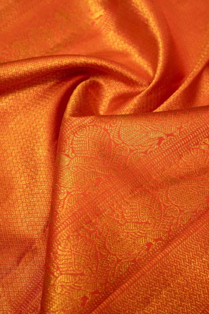 Apple Green Zari Stripes Pure Kanchipuram Silk Saree - Clio Silks