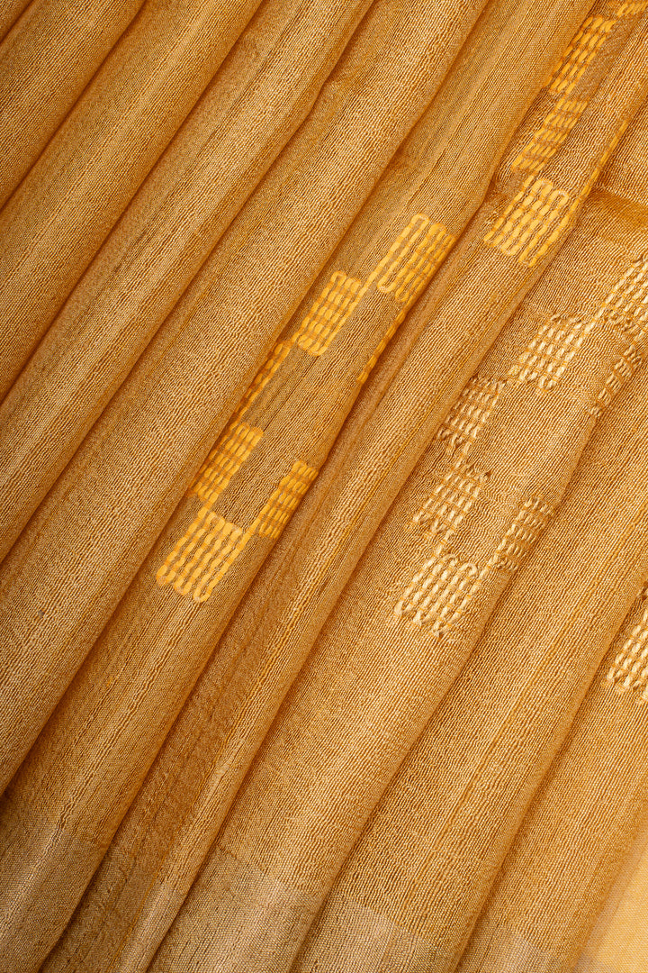 Mustard Pure Tussar Saree