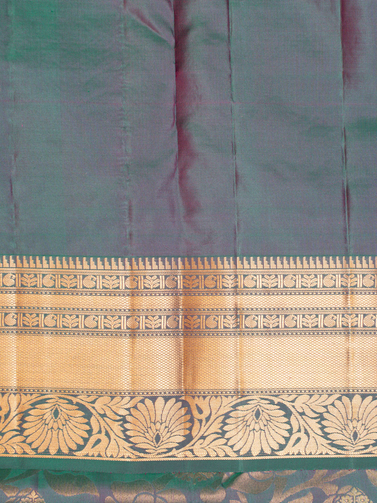 Peacock Blue Shot Colour Brocade Pure Kanchipuram Silk Saree