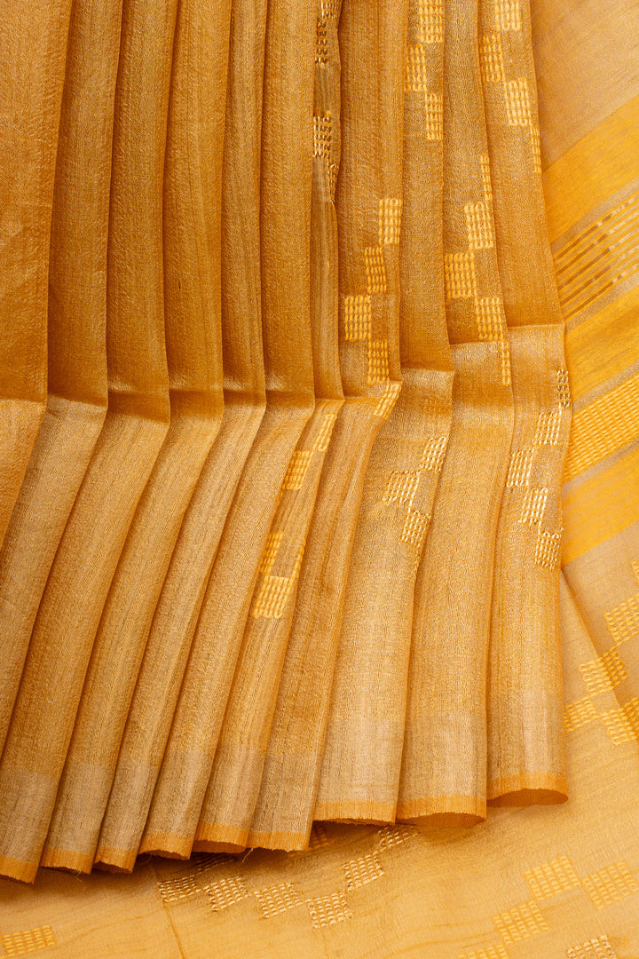 Mustard Pure Tussar Saree