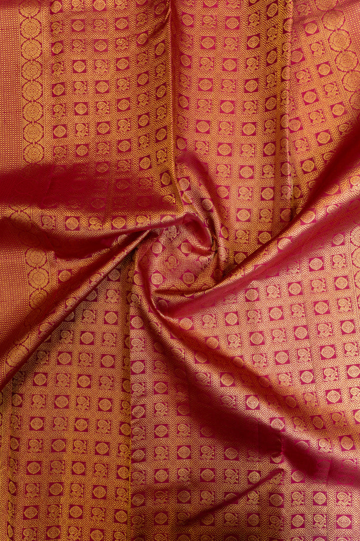 Berry purple temple border pure Kanchipuram silk saree