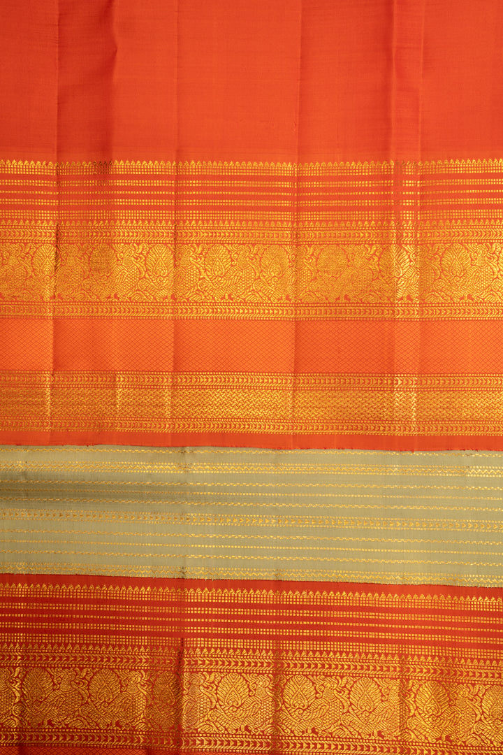 Apple Green Zari Stripes Pure Kanchipuram Silk Saree - Clio Silks