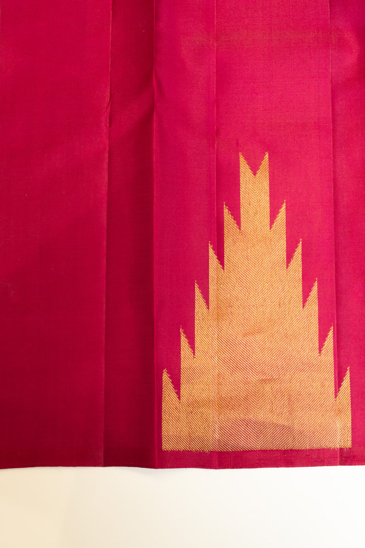 Berry purple temple border pure Kanchipuram silk saree