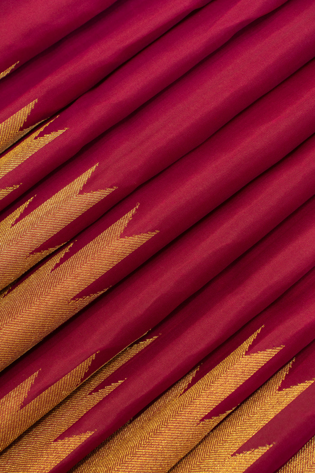 Berry purple temple border pure Kanchipuram silk saree