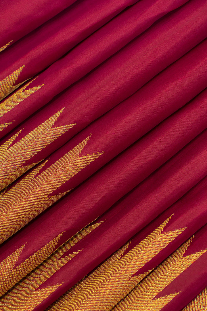 Berry purple temple border pure Kanchipuram silk saree