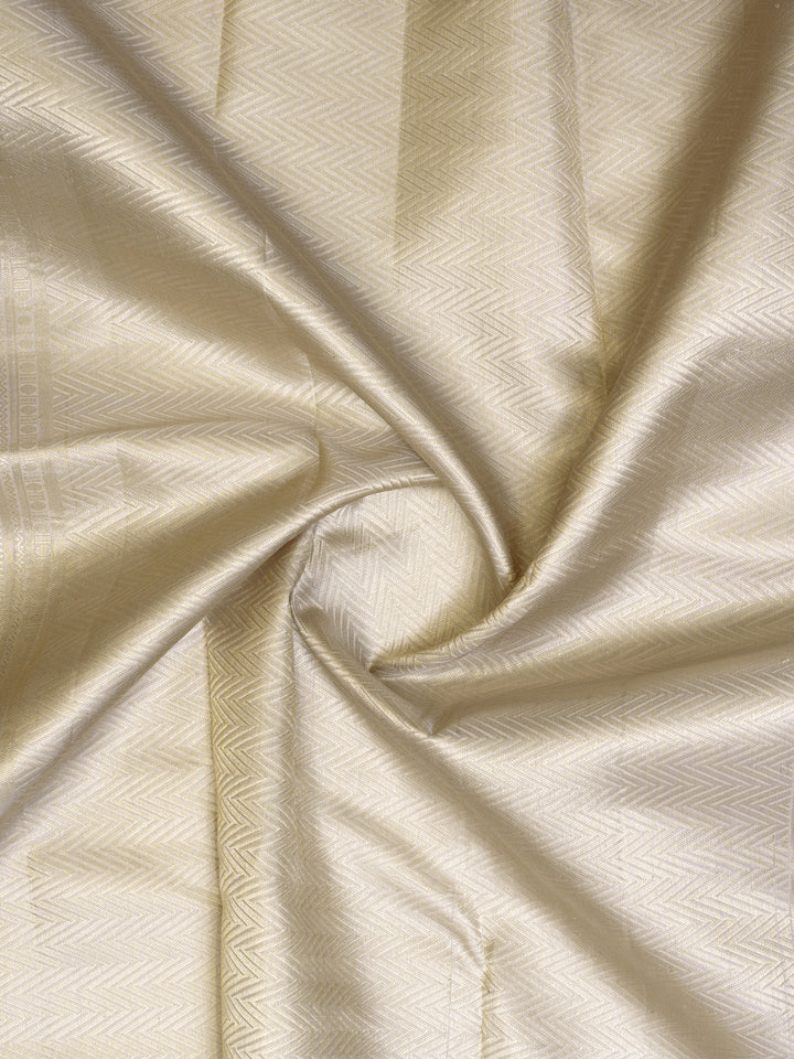 Silver Grey Checks Zari Brocade Pure Kanchipuram Silk Saree