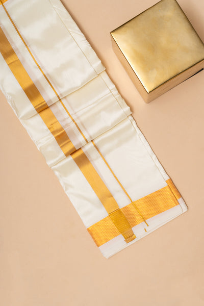 Classic Men's Off White Silk Dhoti