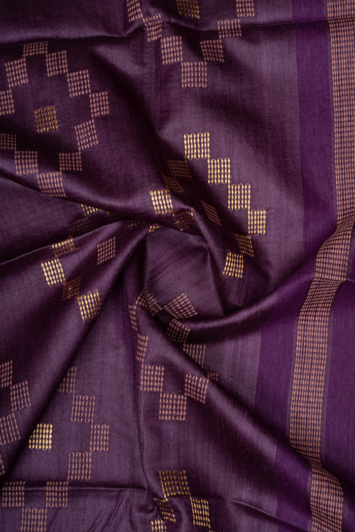 Purple Traditional Pure Tussar Saree