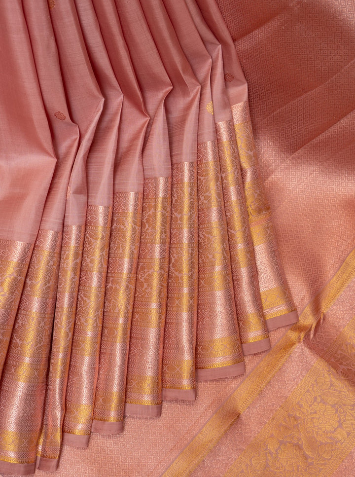Rose Pink Pastel Kanchipuram Silk Saree - Clio Silks