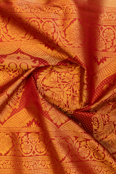 Maroon floral pure Kanchipuram silk saree