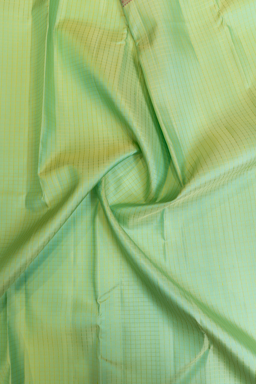 Mint green thread checks pure Kanchipuram silk saree