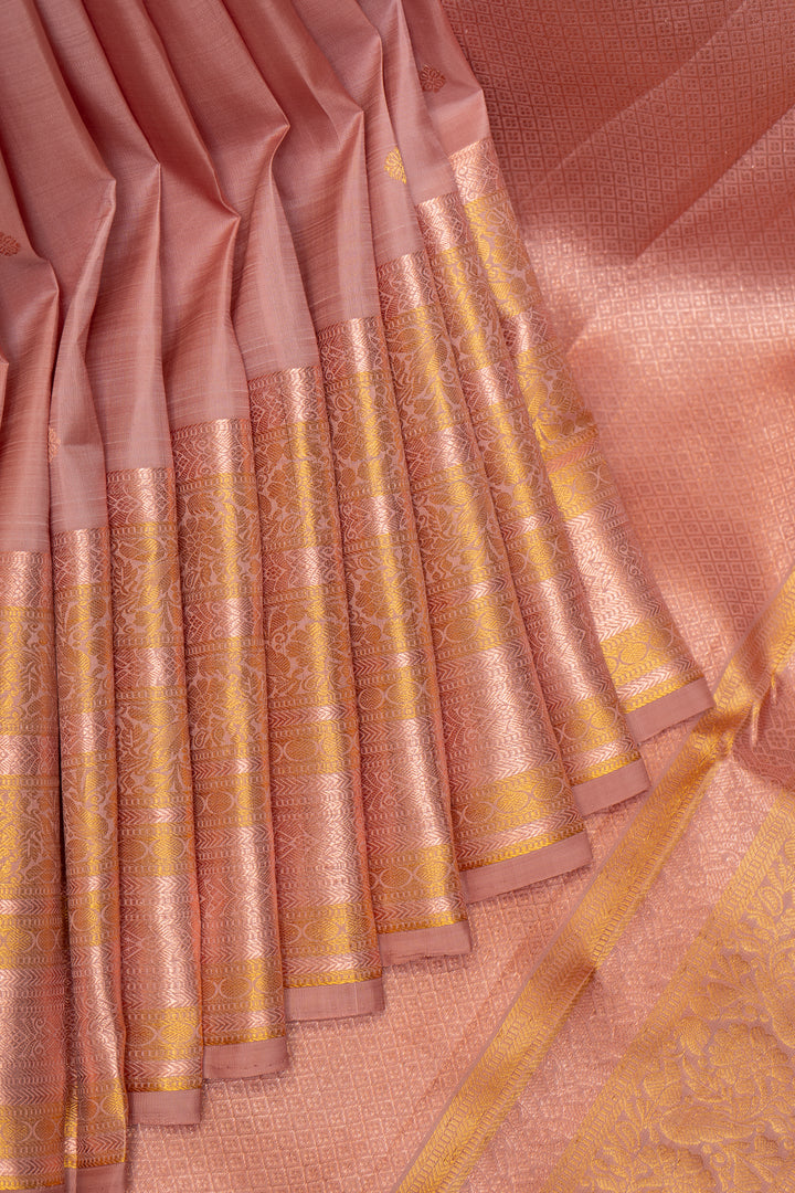 Rose Pink Pastel Kanchipuram Silk Saree - Clio Silks