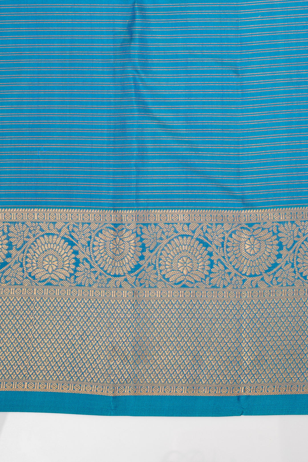 Peacock Blue Zari Checks Pure Kanchipuram Silk Saree