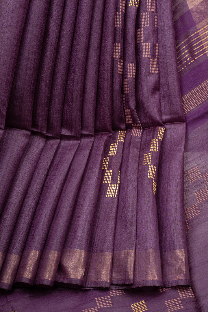 Purple Traditional Pure Tussar Saree