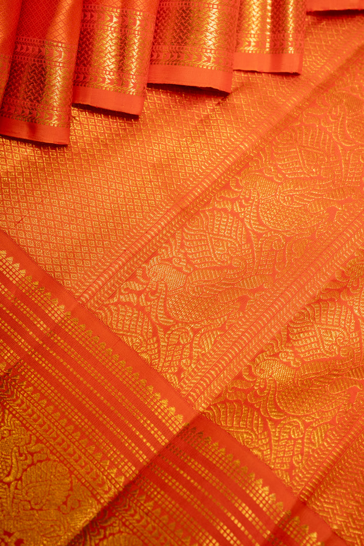 Apple Green Zari Stripes Pure Kanchipuram Silk Saree - Clio Silks
