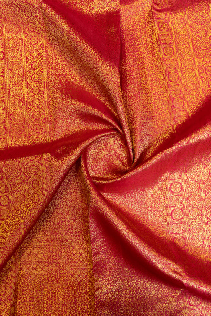 Orange vairaoosi checks pure Kanchipuram silk saree
