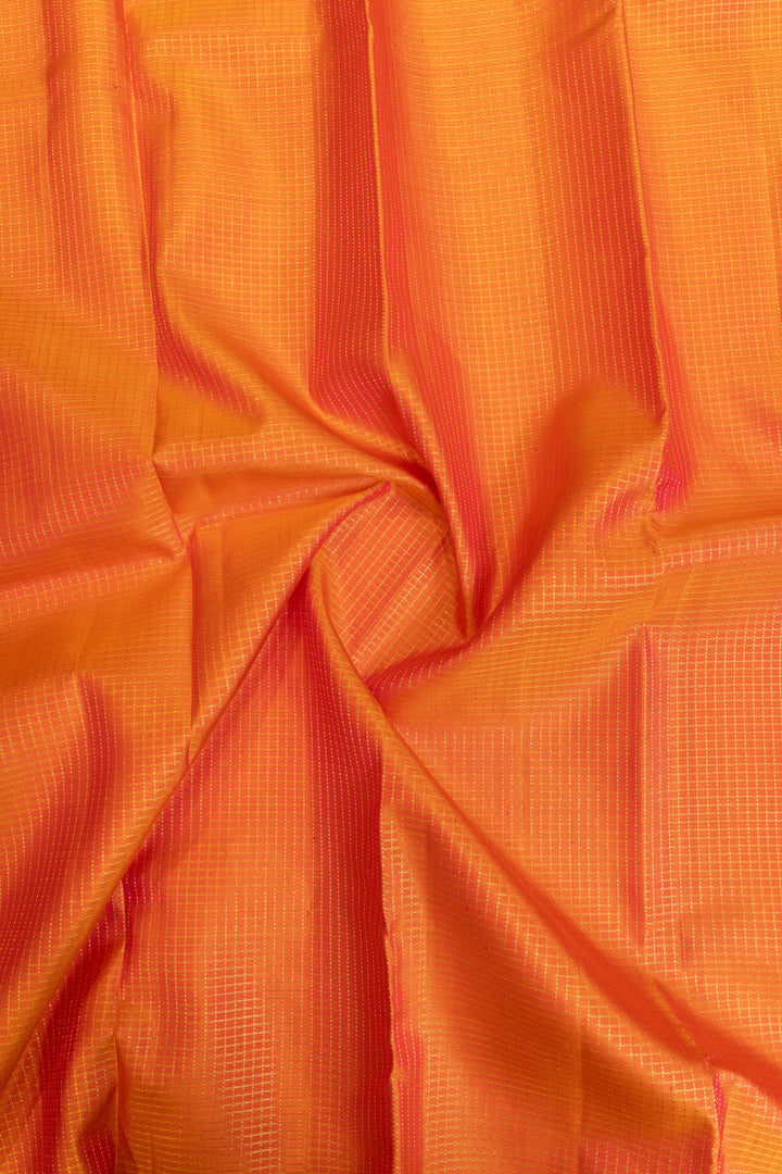 Orange vairaoosi checks pure Kanchipuram silk saree