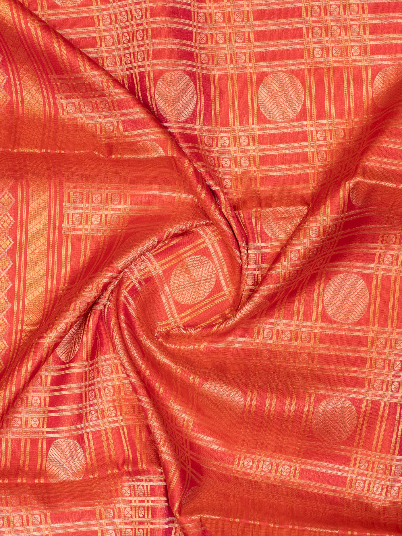 Peach orange stripes pure soft silk saree