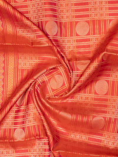 Peach orange stripes pure soft silk saree