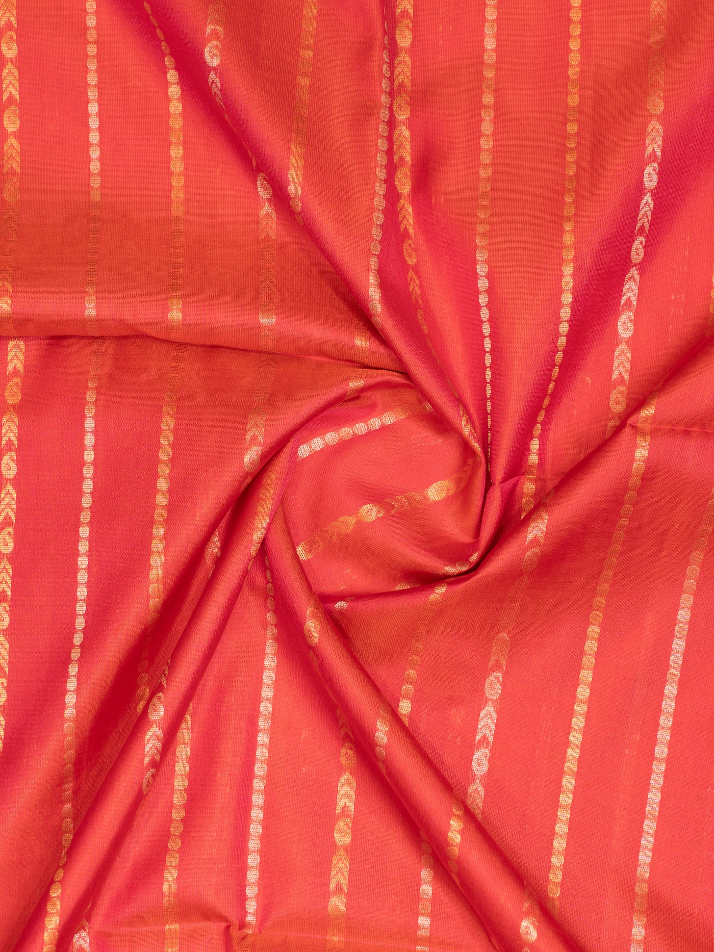 Peach orange stripes pure soft silk saree