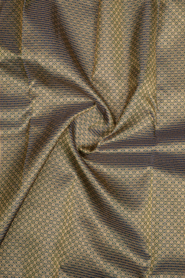 Peacock Blue Zari Checks Pure Kanchipuram Silk Saree