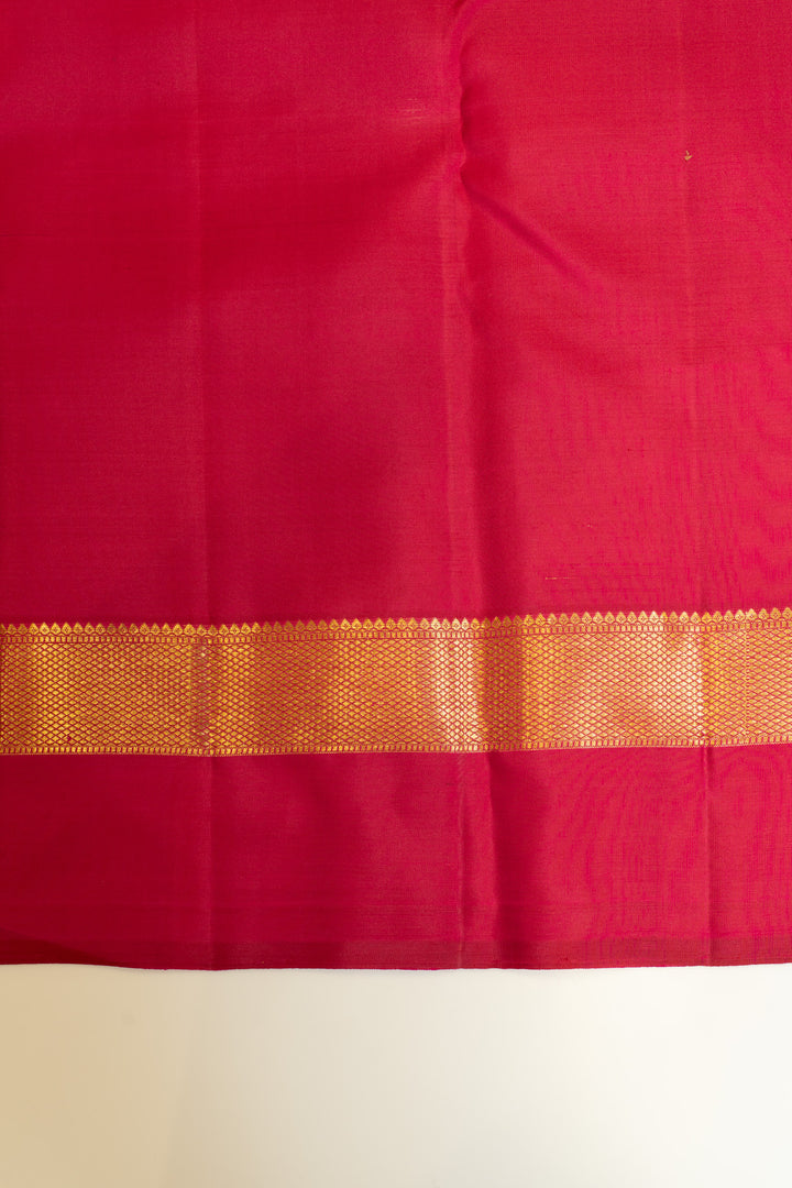 Orange vairaoosi checks pure Kanchipuram silk saree