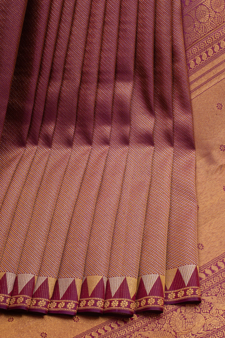 Purple Temple Brocade Pure Kanchipuram Silk Saree