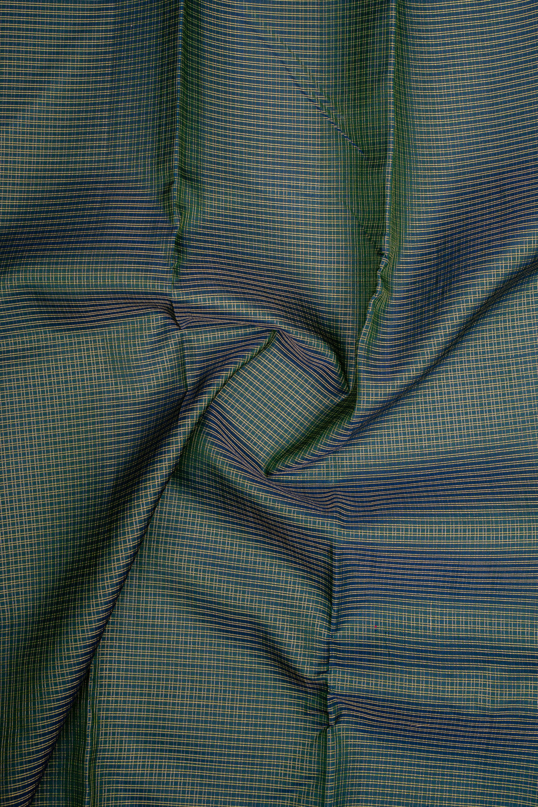 Peacock Blue Zari Checks Pure Kanchipuram Silk Saree