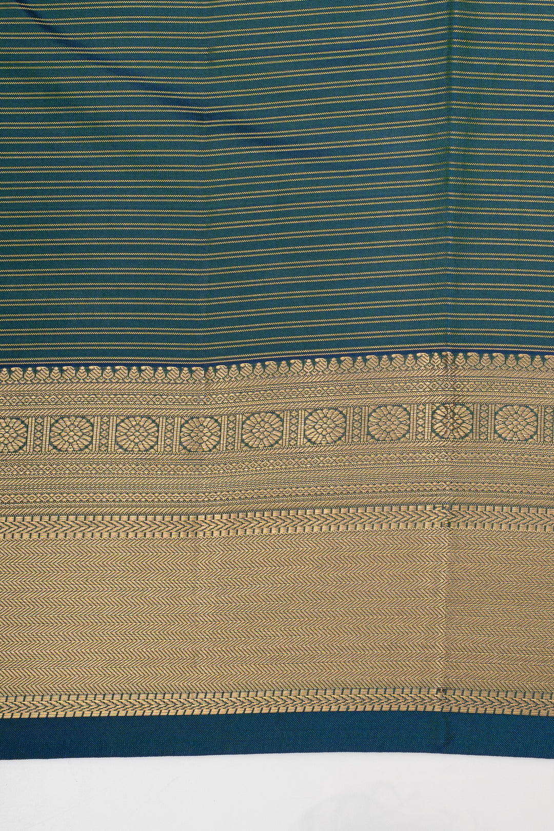 Peacock Blue Zari Checks Pure Kanchipuram Silk Saree