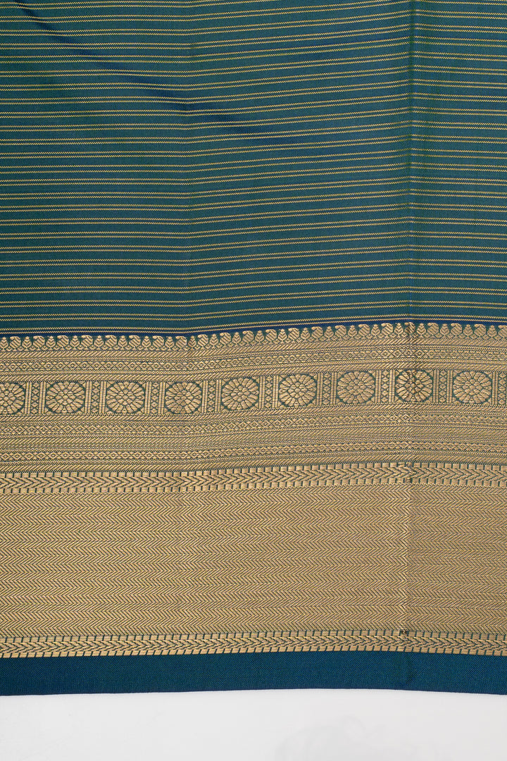 Peacock Blue Zari Checks Pure Kanchipuram Silk Saree
