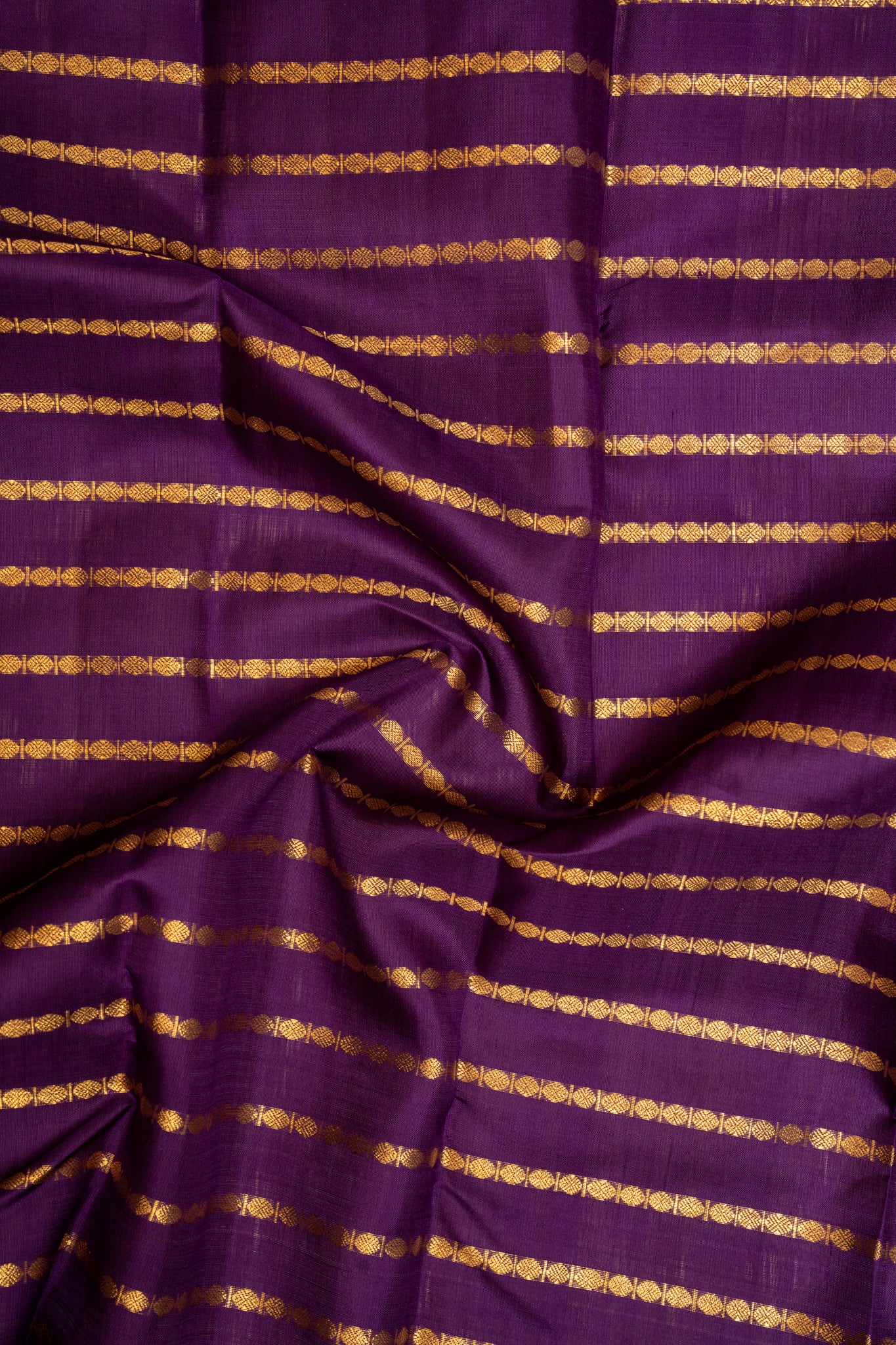 Metallic Violet Zari Stripes Pure Kanchipuram Silk Saree - Clio Silks