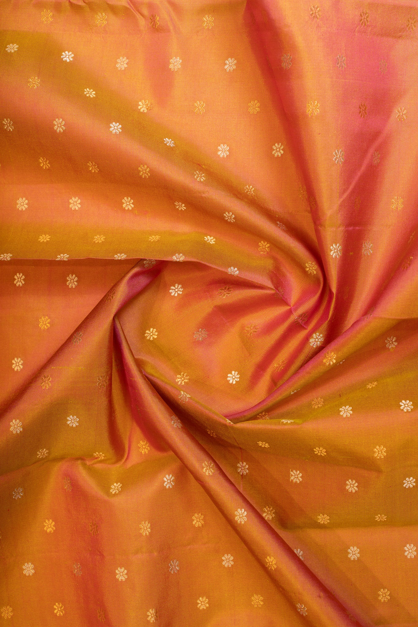 Rust orange peach pure silk saree