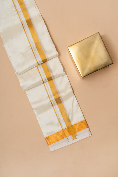 Off White Pure Silk Dhoti