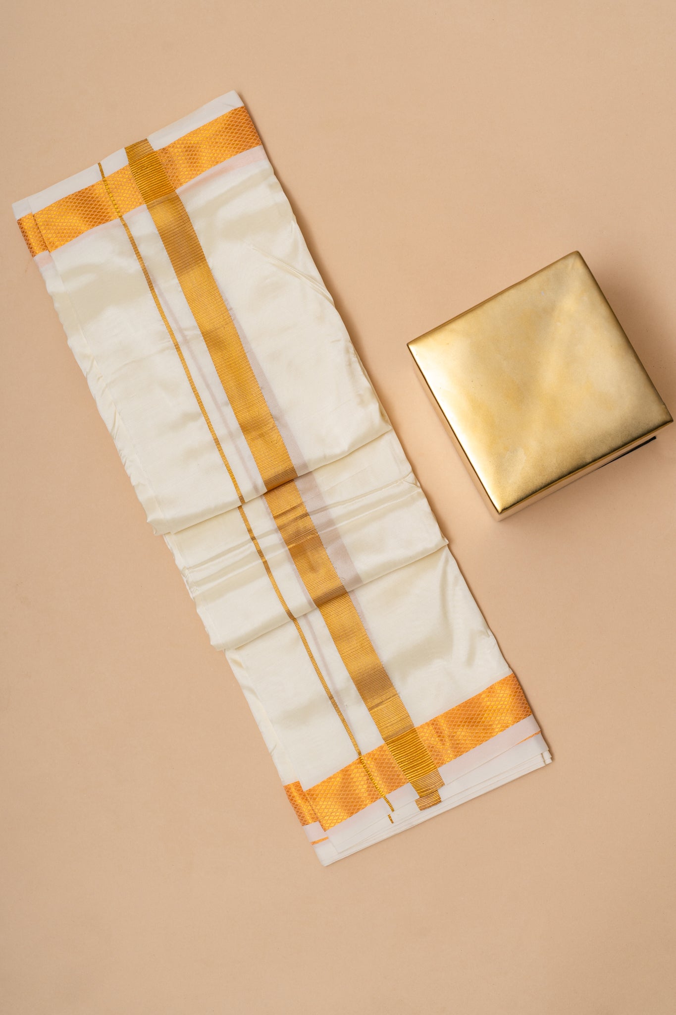 Men's Off White Silk Dhoti