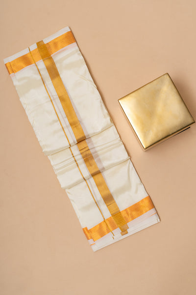 Men's Off White Silk Dhoti