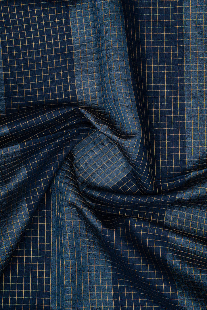 Peacock Blue Pure Tussar Silk Saree