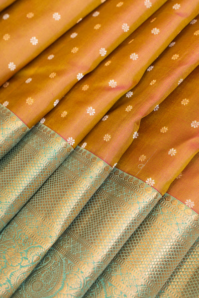 Rust orange peach pure silk saree