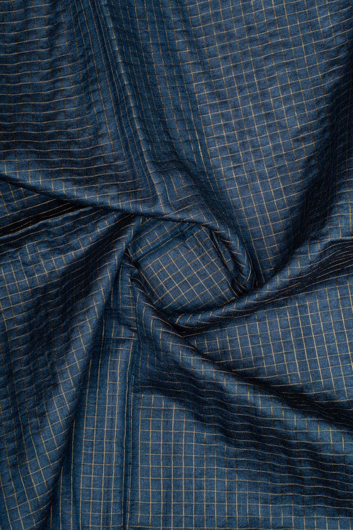 Peacock Blue Pure Tussar Silk Saree