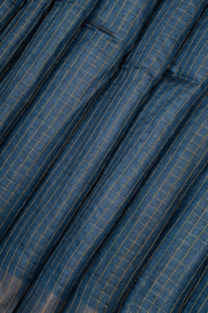 Peacock Blue Pure Tussar Silk Saree