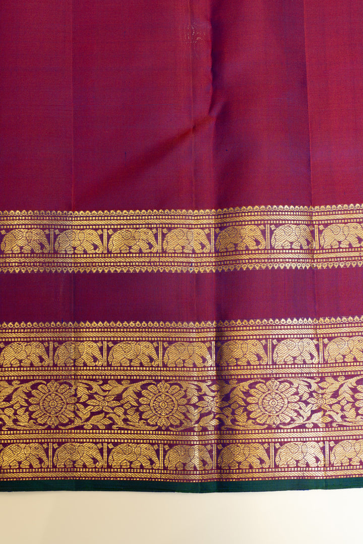 Indigo blue and magenta traditional pure Kanchipuram silk saree