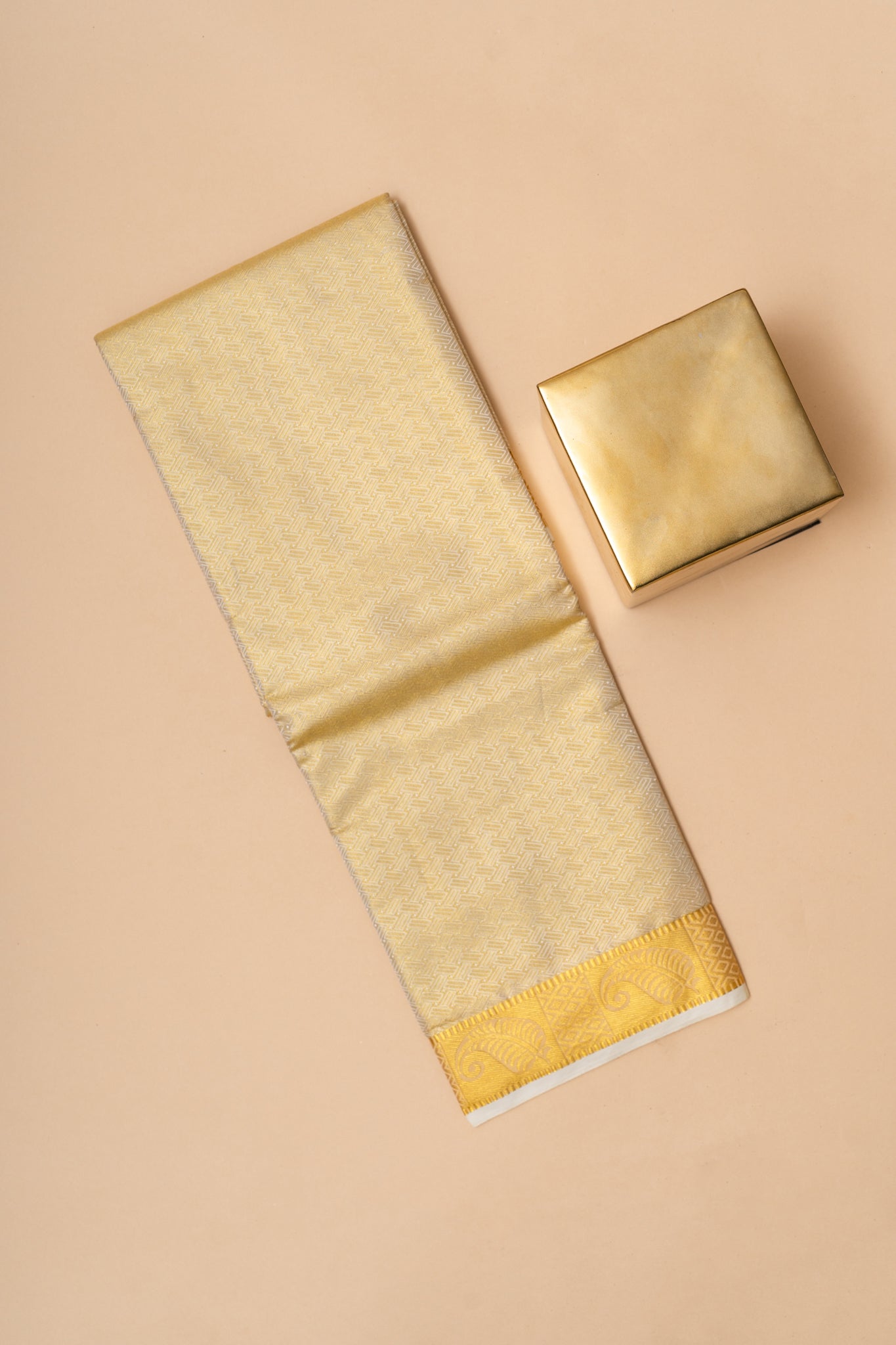 Gold Embossed Pure Silk Dhoti