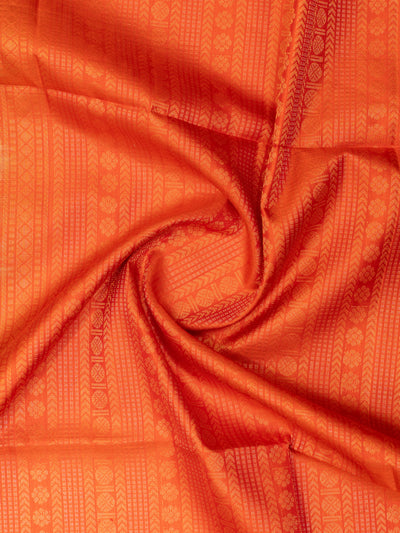 Beige and orange pure soft silk saree