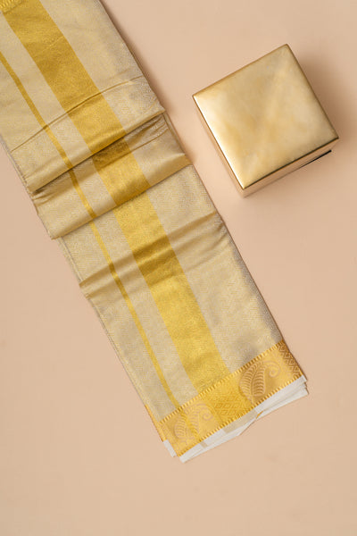 Gold Embossed Pure Silk Dhoti