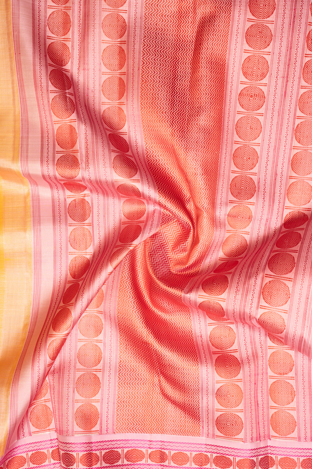 Yellow and Lilac Stripes Pure Kanjivaram Silk Saree - Clio Silks