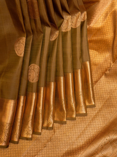 Mehendi Green Pure Kanchipuram Silk Saree - Clio Silks