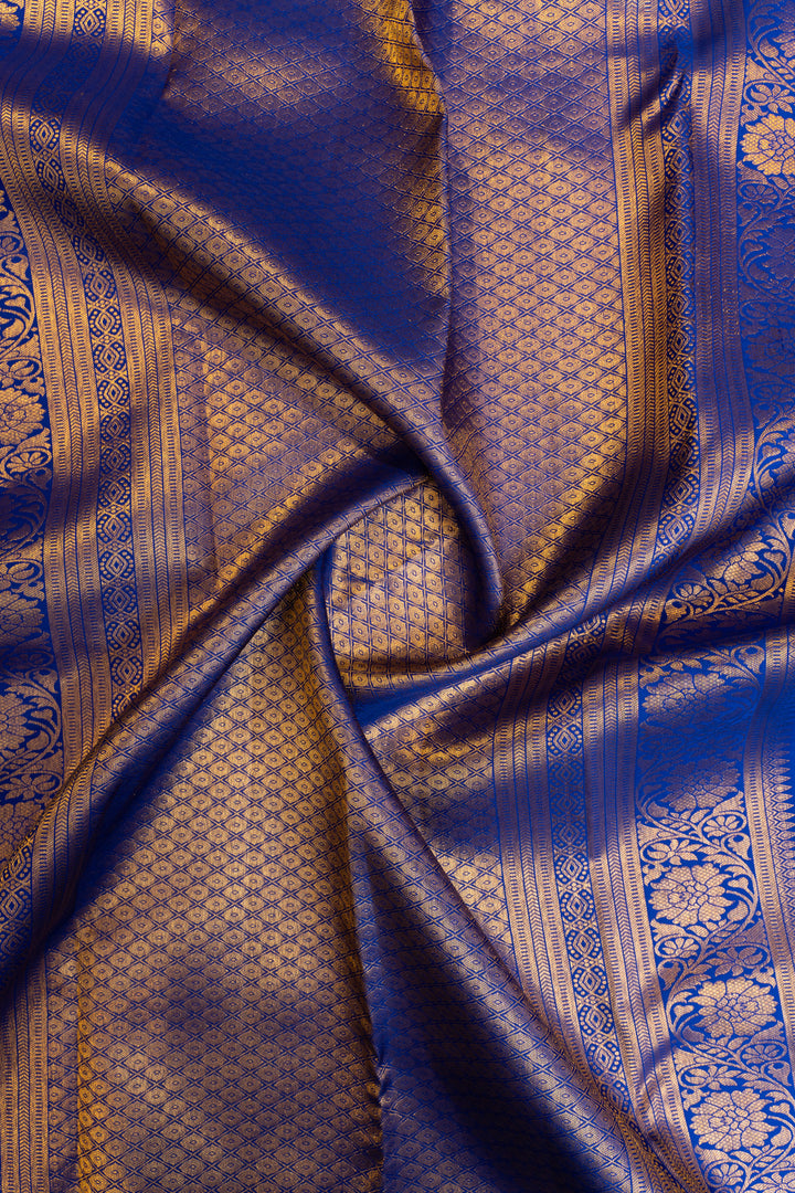 Teal blue brocade pure Kanchipuram silk saree