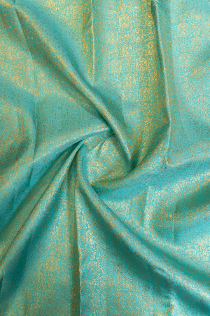 Teal blue brocade pure Kanchipuram silk saree