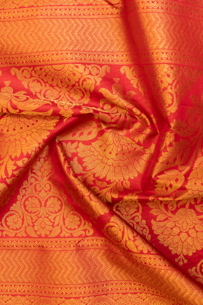 Crimson red brocade pure Kanchipuram silk saree