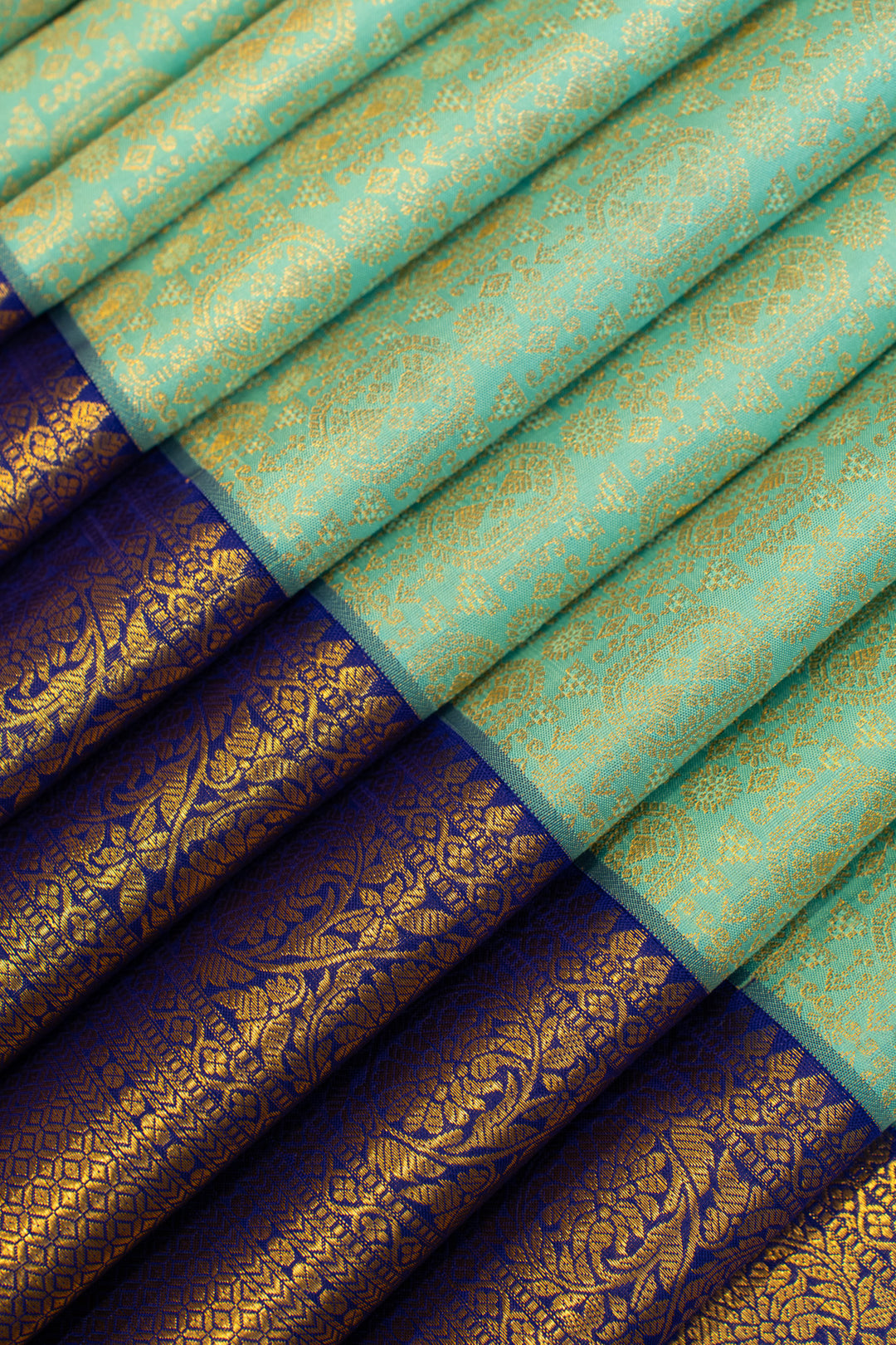 Teal blue brocade pure Kanchipuram silk saree
