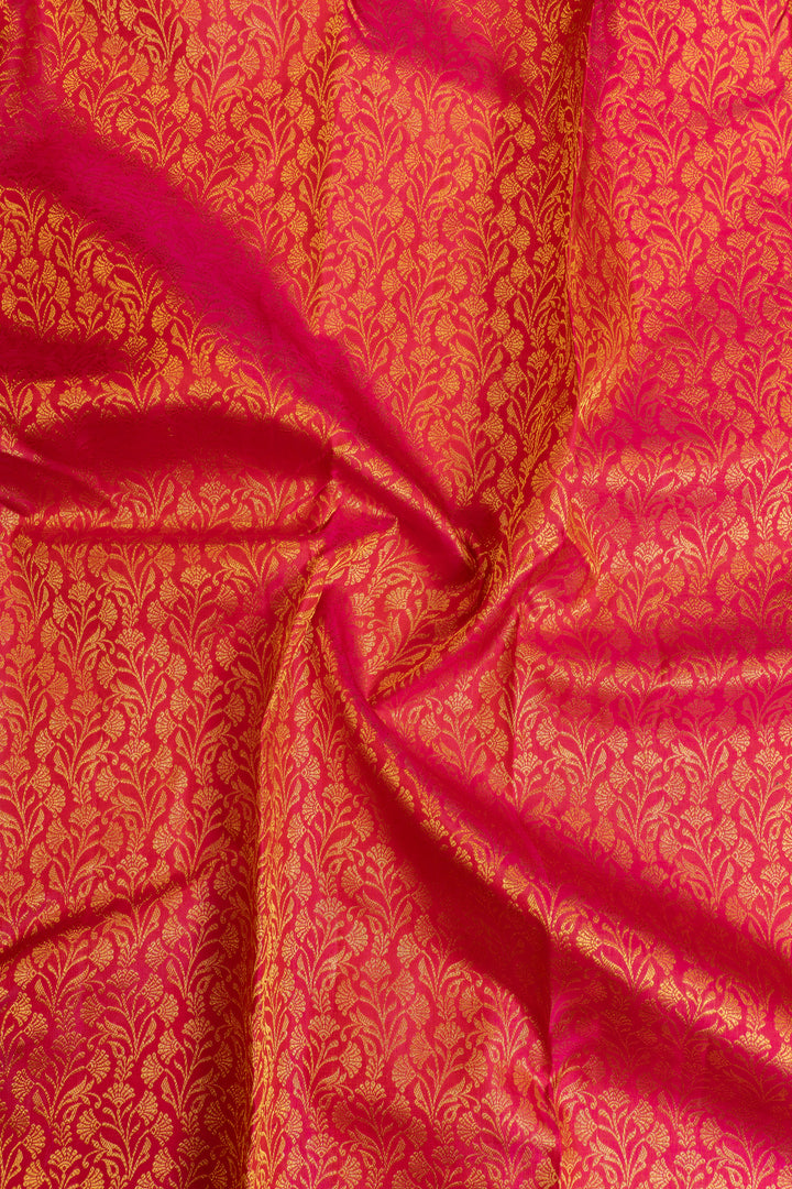 Amaranth red floral brocade pure Kanchipuram silk saree